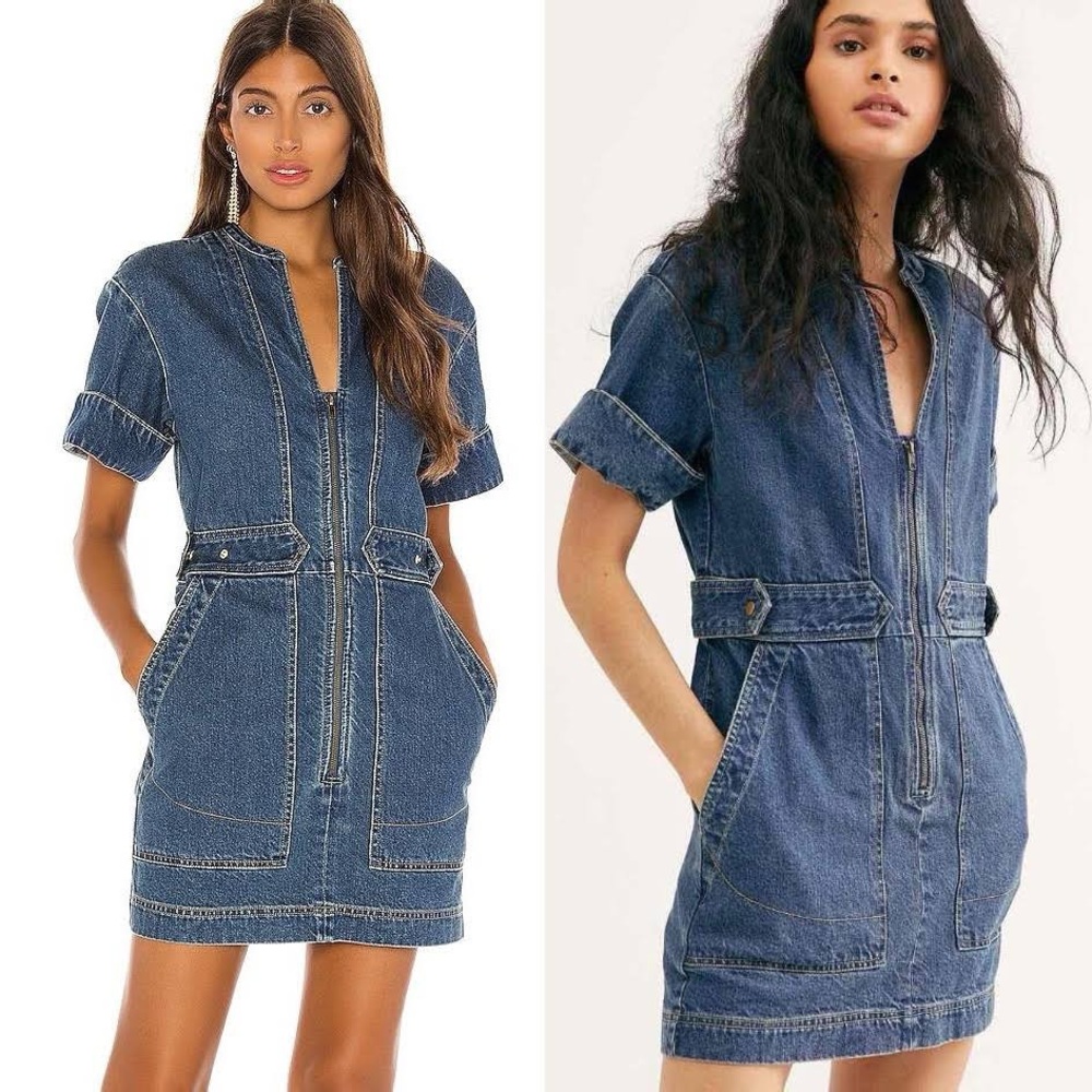 Free People Dream On Denim Mini Dress